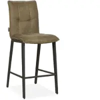 Bommel Wonen Barstoel Fancy - zithoogte 65 cm - stof Otis Olijf - blokstiksels - poot zwart