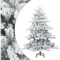vidaXL Kunstkerstboom met Scharnier en Sneeuw Vilt Wit 150 cm