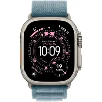 Apple Alpine Loop Band voor de Watch | 44/45/46/49 mm - Maat L - Light Blue / Black Titanium