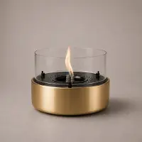 Tenderflame Café 18 Tafelhaard - Goud Geborsteld Staal - Tenderfuel - Bio-Ethanol Alternatief - Rookvrij, veilig, schoon en geurarm