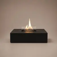 Tenderflame Daisy Tafelhaard - Natural Concrete Zwart - Brede Vlam - Tenderfuel - Bio-Ethanol Alternatief - Rookvrij en geurarm