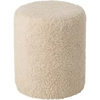 J-Line J‑Line Kruk Fur Stool Ecru – Houten kruk met zachte bontzitting