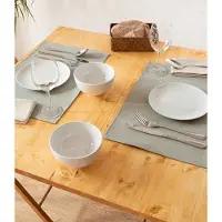 Monaco 2x Placemat RAW Light Grey - lederlook - Vintage collection - Grijs - rechthoek - 45x30cm - Kunstleder