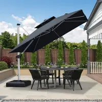 PURPLE LEAF Vierkant Parasol – Dubbel Top – 360 °Graden Rotatie – UV werend doek– Windbestendige Zweefparasol