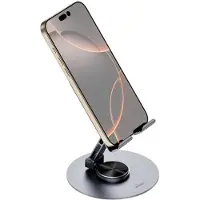 Wiwu Rotation Stand - Luxe Telefoon & Tablet Standaard - 360° Draaibaar - Verstelbare Kijkhoek - Volledig Inklapbaar - Bureauhouder - Grijs
