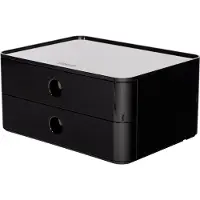 HAN Ladebox Allison Smart-Box, 2 laden met scheidingswanden, kabelhouder, stapelbaar, ABS-kunststof, zwart