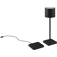 TRIO REALITY FERNANDEZ - Tafellamp - Zwart mat - incl. 1x SMD 1,5W - set van 6 - incl. Laadstation - Oplaadbaar - Snoerloos - Buitenverlichting - IP54