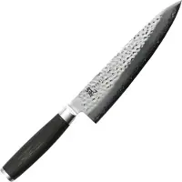 Yaxell Taishi Koksmes 20 cm - VG-10 Staal - Hardheid 61 HRC - Tsuchime Afwerking - Gehamerd Lemmet - Zwart Pakka Beukenhout Handvat