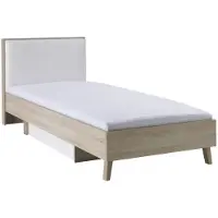 Meublorama Bed voor kinderen 90x200 met opberglade MALMO - Kleur licht eiken en wit
