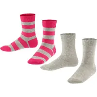 Falke Sokken 'Happy Stripe' grijs gemêleerd / donkerroze