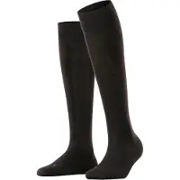 Falke Sensitive Berlin drukvrije comfort tailleband wol katoen kniekousen dames zwart - maat 35-38