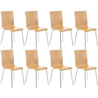 CLP Pepe Set van 8 Wachtkamerstoelen - Houten zitting natura