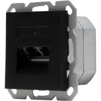 Kopp - UTP RJ45 Stopcontact - Athenis HK07 - Wandcontactdoos - Inbouw - 2-voudig UTP CAT6 - Mat Zwart