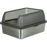 Trixie kattenbak rvs met rand grijs - 40x52x29 cm