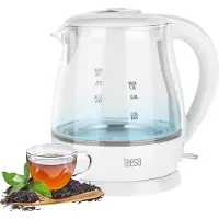 Teesa TSA1030 - Draadloze elektrische waterkoker, 1,0 liter, wit/glas