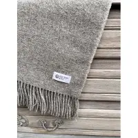 R&D Leder Wollen deken "Grace" - Beige - Plaid - 100% nieuwe wol - zacht - warm - licht 140x200cm