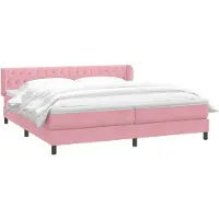 vidaXL Boxspring met matrassen fluweel roze 180x210 cm