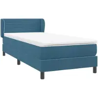 vidaXL Boxspring met matras fluweel donkerblauw 80x220 cm