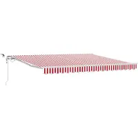 vidaXL Uitschuifbare luifel Rood en Wit 400 × 350 cm Polyester