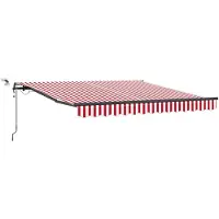 vidaXL Uitschuifbare luifel Rood en Wit 350 x 250 cm Polyester