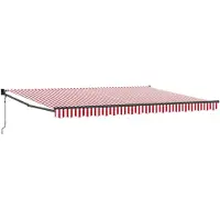 vidaXL Uitschuifbare luifel Rood en Wit 450 × 300 cm