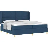 vidaXL Boxspring bed met hoofdeinde Blauw 200 x 200 cm Stof