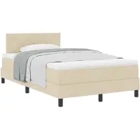vidaXL Boxspring bed met hoofdeinde Crème 120 x 200 cm Stof