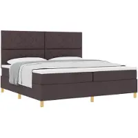 vidaXL Boxspring bed met hoofdeinde Donkerbruin 200 x 200 cm Stof