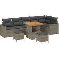 vidaXL Tuinbank Set 11 st 7-Aantal zitplaatsen Grijs poly rattan