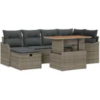 vidaXL Tuinbank Set 7 st Grijs poly rattan