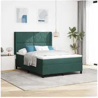 vidaXL Boxspring bed met hoofdeinde Donkergroen 140 x 200 cm Fluweel