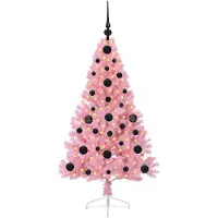 vidaXL Kunststof Voorverlichte Kerstboom met 150 LED Roze 120 cm PVC