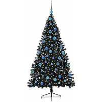 vidaXL Kunststof Voorverlichte Kerstboom met 300 LED Zwart 180 cm PVC
