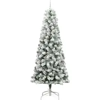 vidaXL Kunstmatige Hinged Kerstboom 300 LED's Groen en Wit 240 cm