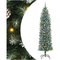 vidaXL Kunstmatige slanke kerstboom Groen en Wit 240 cm