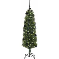 vidaXL Kunstkerstboom Groen 150 cm PVC en Staal en Kunststof