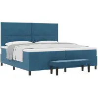 vidaXL Boxspring bed met hoofdeinde Donkerblauw 200 x 200 cm Fluweel