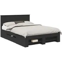 vidaXL Bedframe met hoofdeinde Zwart 140 x 200 cm Bewerkt hout