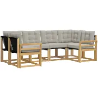 vidaXL Buiten bank set 6 st Wit en Lichtgrijs