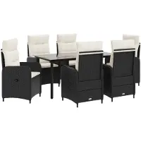 vidaXL Tuin Eettafel Set 7 st Zwart en Crème Wit