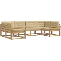 vidaXL Buiten bank set 6 st Wit en Beige