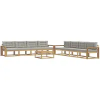 vidaXL Tuinset met 9 zitplaatsen, wit en lichtgrijs, polyester