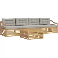 vidaXL Buiten bank set 5 st Wit en Lichtgrijs Massief Acacia Hout