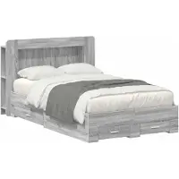 vidaXL Bedombouw met opslag Grijs Sonoma 120 x 190 cm Bewerkt hout