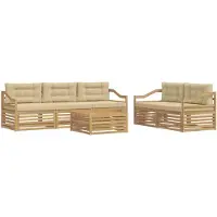 vidaXL Buiten bank set 6 st Wit en Beige