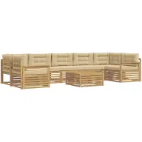 vidaXL Buiten bank set 8 st Wit en Beige Massief Acacia Hout