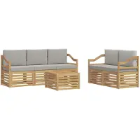 vidaXL Buiten bank set 6 st Wit en Lichtgrijs Polyester