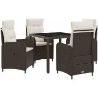 vidaXL Buiten Eettafel Set 5 st Bruin en Crème Wit poly rattan