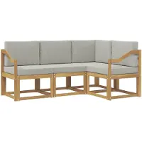 vidaXL Buiten bank set 4 st Wit en Lichtgrijs Polyester