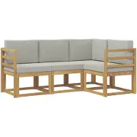 vidaXL Buiten bank set 4 st Wit en Lichtgrijs Polyester